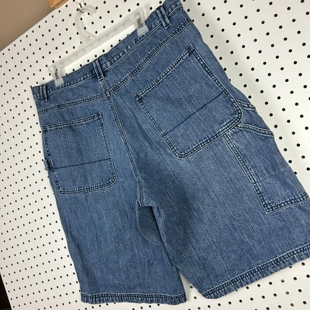 Club Room Baggy Jean Shorts Size 36 Denim Jorts Work Wear Wide Leg Carpenter Y2K - Picture 2 of 7